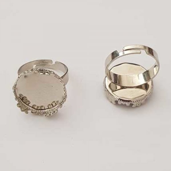 1 support bague cabochon de 18 mm Argent Vieilli N&deg;23