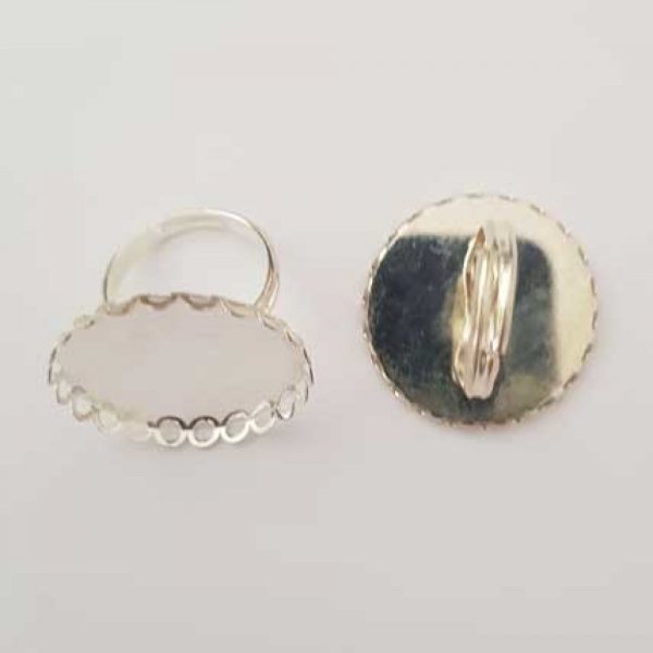 1 support bague cabochon de 25 mm Argent N&deg;21