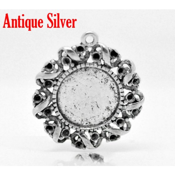 1 support cabochon 14 mm N&deg;01 Argent
