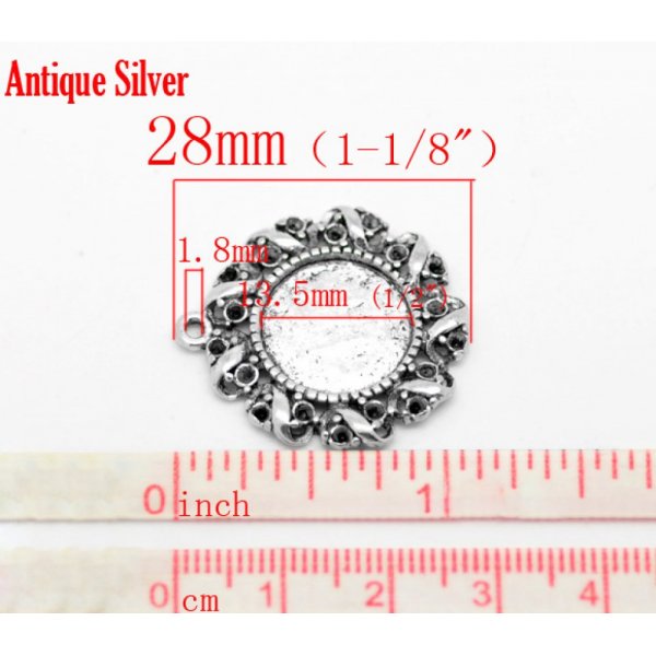 1 support cabochon 14 mm N&deg;01 Argent