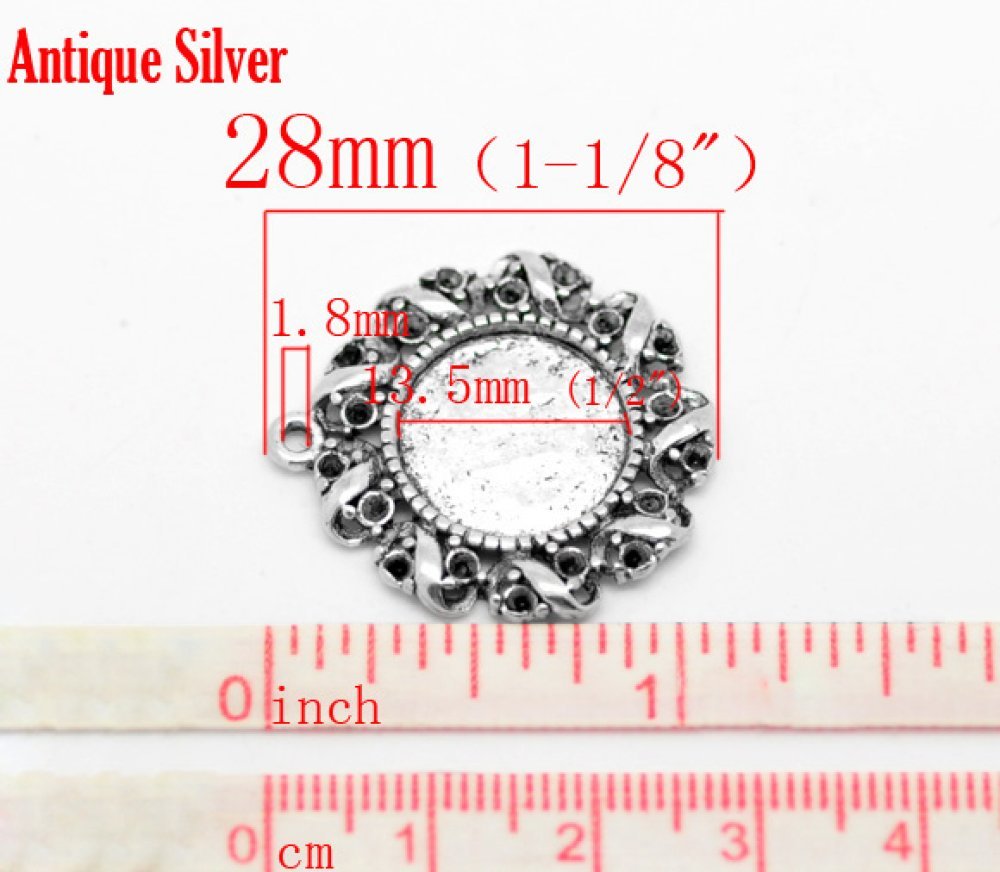 1 support cabochon 14 mm N°01 Argent