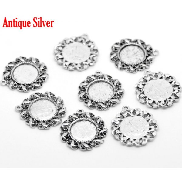 1 support cabochon 14 mm N&deg;01 Argent