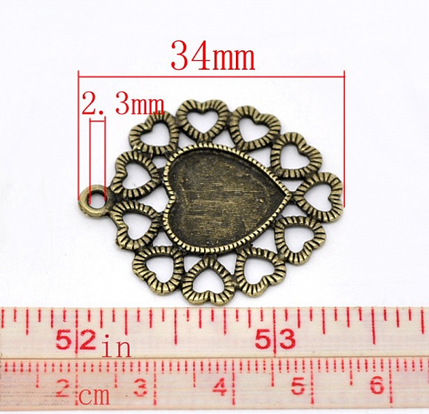 1 support cabochon Coeur N&deg;01 Bronze