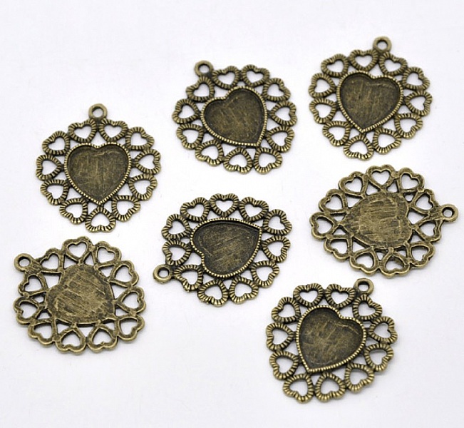 1 support cabochon Coeur N&deg;01 Bronze