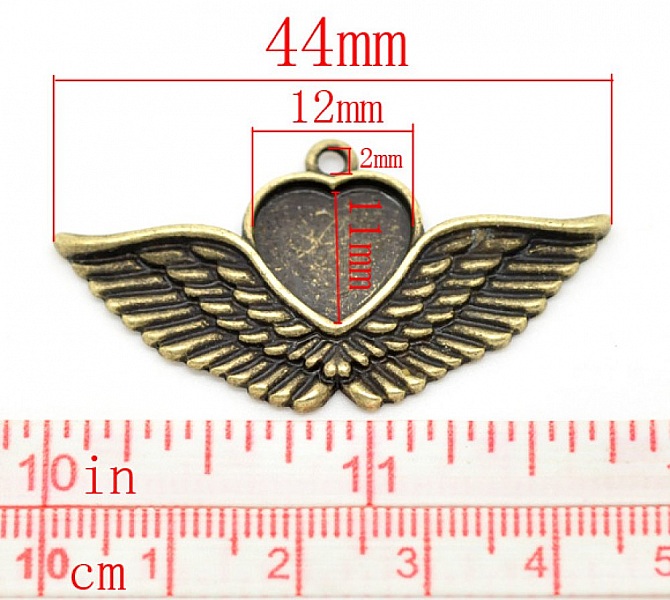 1 support cabochon Coeur N&deg;02 Bronze