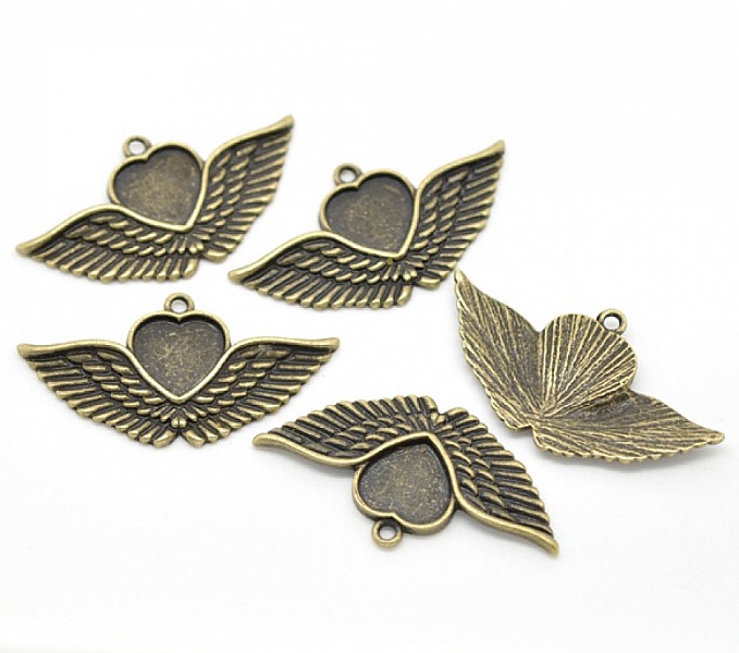 1 support cabochon Coeur N&deg;02 Bronze