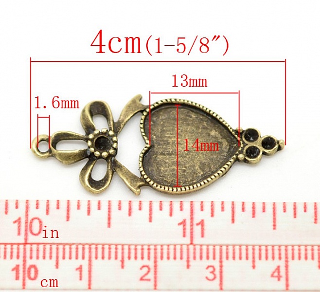 1 support cabochon Coeur N&deg;03 Bronze