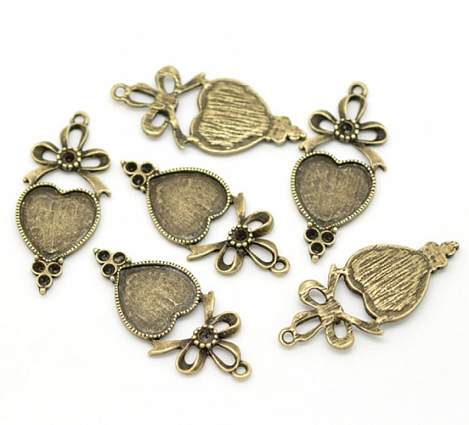 1 support cabochon Coeur N&deg;03 Bronze