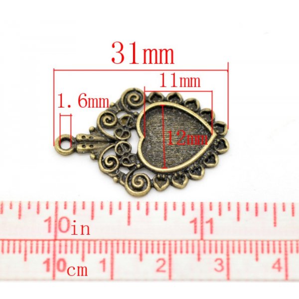 1 support cabochon Coeur N&deg;04 Bronze