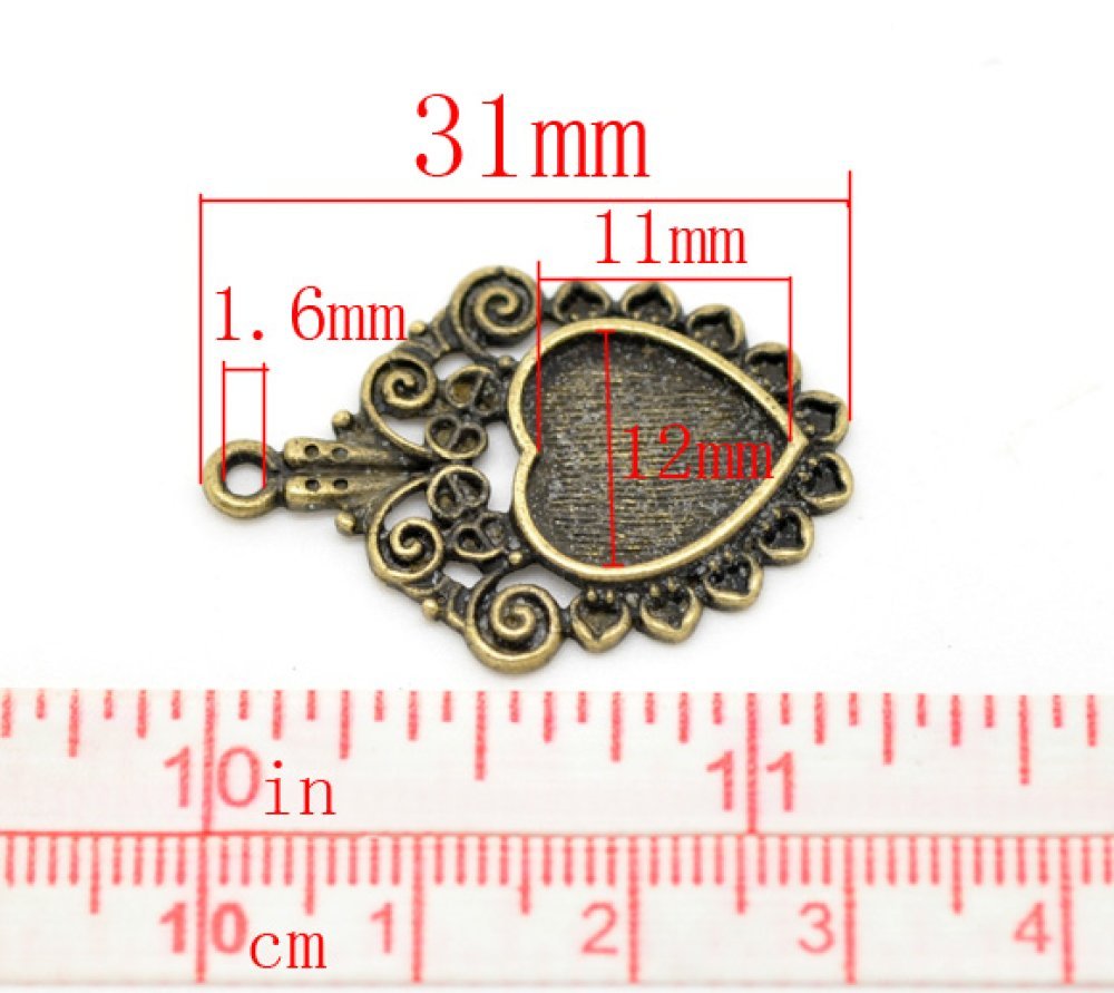 1 support cabochon Coeur N°04 Bronze
