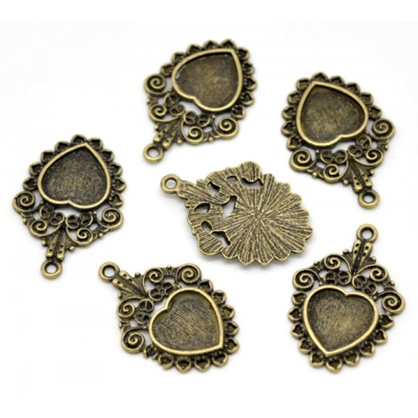 1 support cabochon Coeur N&deg;04 Bronze