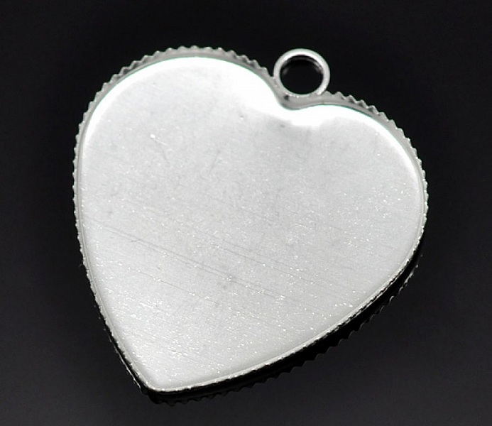 1 support cabochon Coeur N&deg;05 Argent