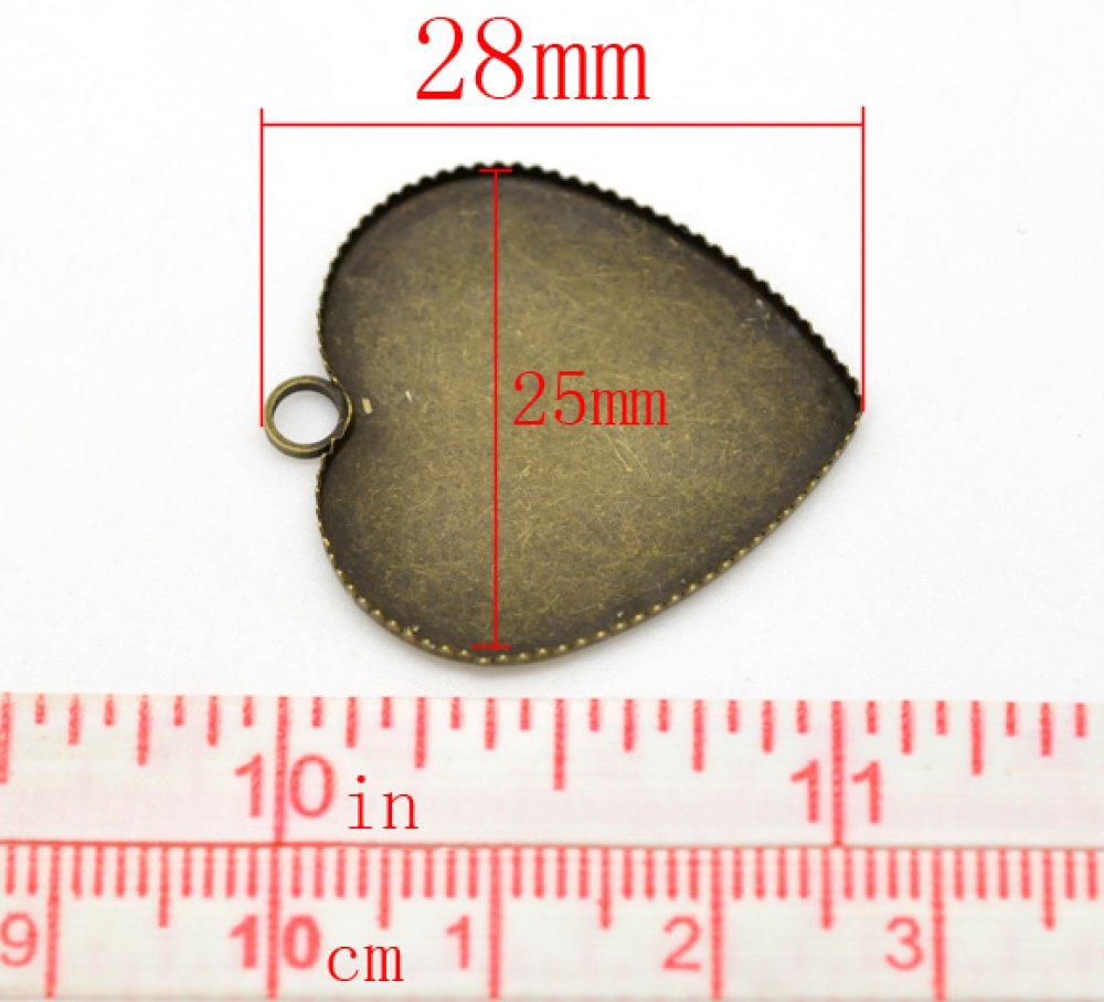 1 support cabochon Coeur N°05 Bronze