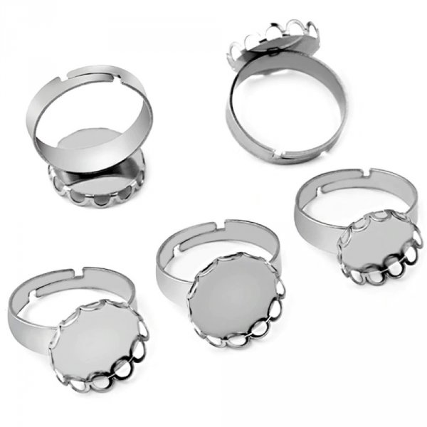 1 support cabochon bague de 18 mm Argent N&deg;07