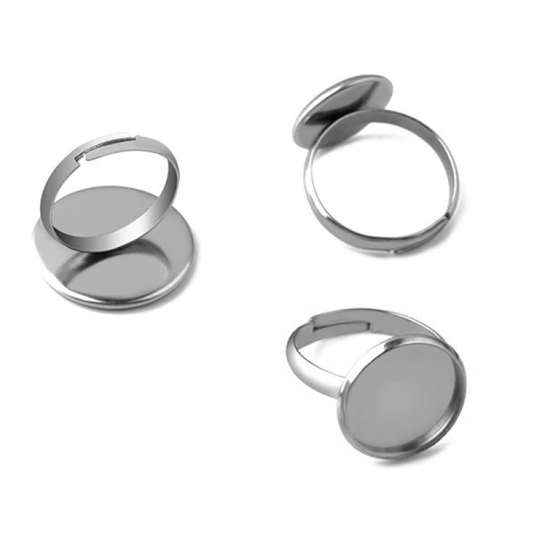1 support cabochon bague de 14 mm Argent N&deg;04