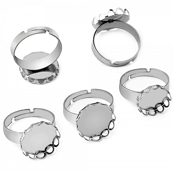 1 support cabochon bague de 12 mm Argent N&deg;07