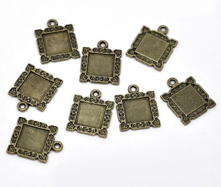 1 support cabochon carr&eacute; N&deg;01 Bronze