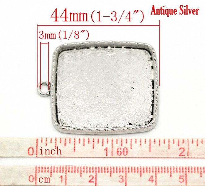 1 support cabochon carr&eacute; N&deg;02 Argent