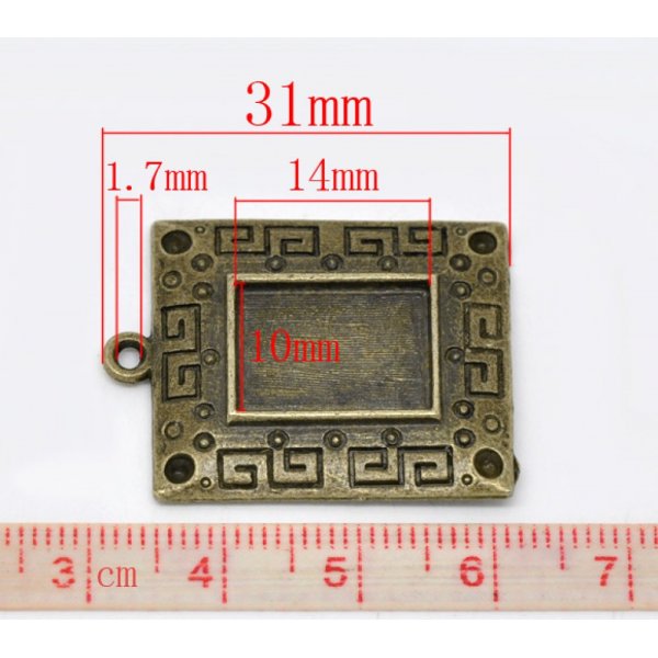 1 support cabochon rectangle N&deg;01 Bronze
