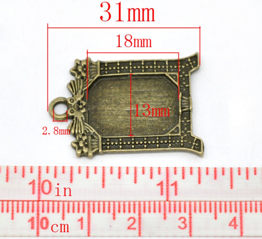 1 support cabochon rectangle N°02 Bronze