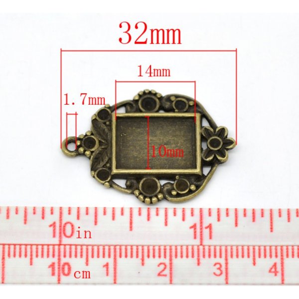 1 support cabochon rectangle N&deg;03 Bronze