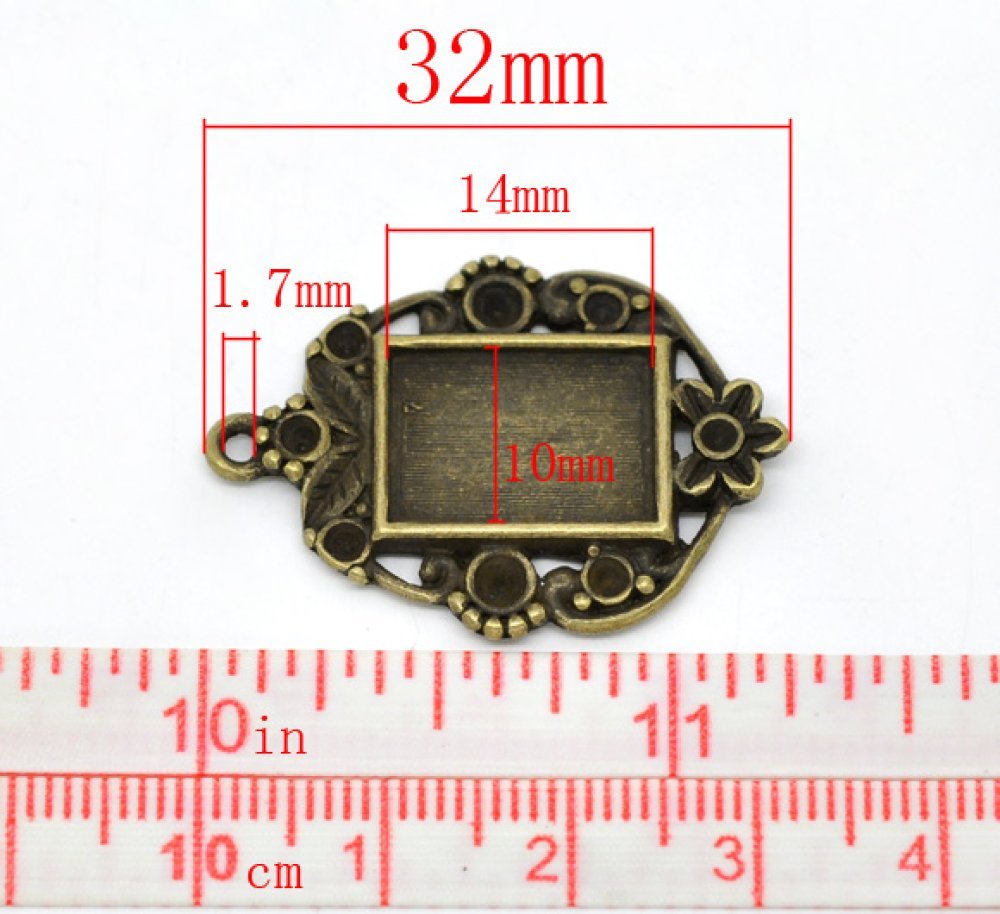 1 support cabochon rectangle N°03 Bronze