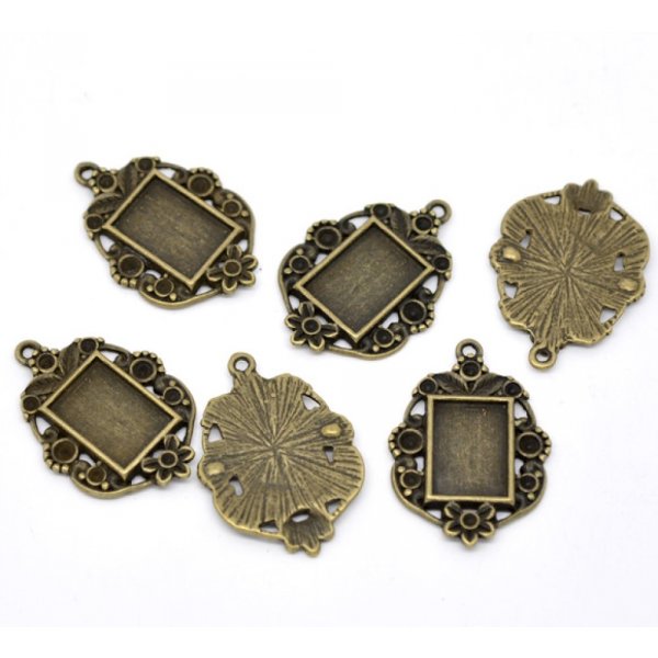 1 support cabochon rectangle N&deg;03 Bronze