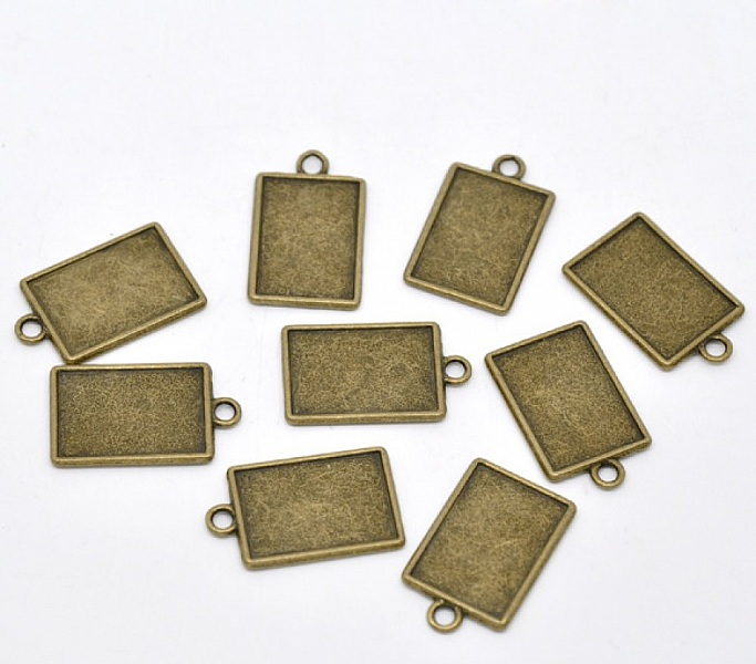 1 support cabochon rectangle N&deg;04 Bronze