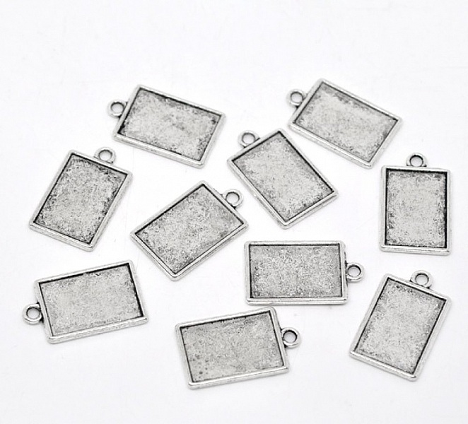 1 support cabochon rectangle N&deg;04 Argent