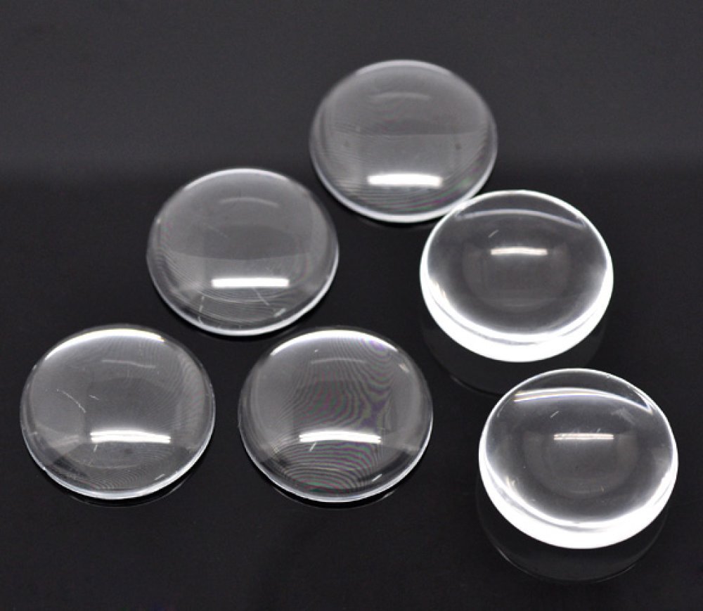 20 Cabochons Ronds 30 mm en verre Loupe transparent N°13