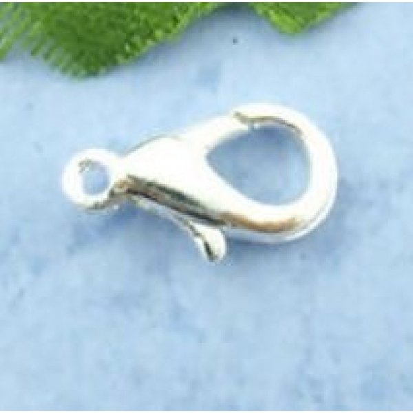 20 Fermoirs Mousqueton 12 x 07 mm Argent