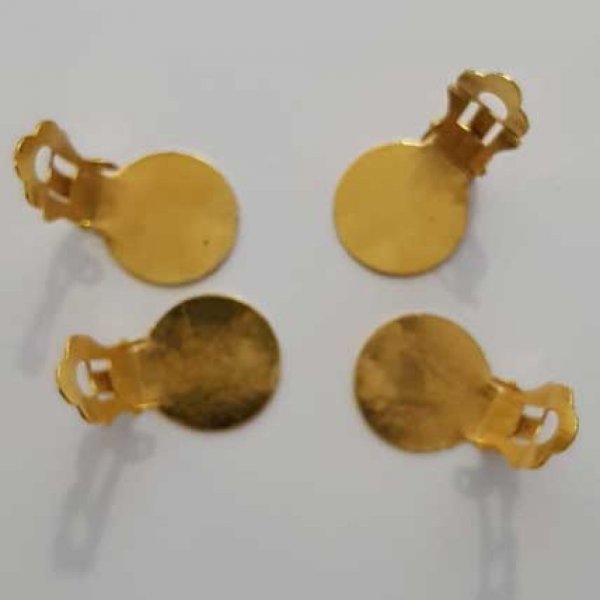 20 Supports Boucles d'oreilles Clips Plateau 15 mm Dor&eacute;