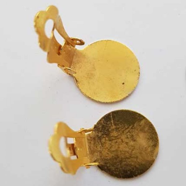 20 Supports Boucles d'oreilles Clips Plateau 15 mm Dor&eacute;