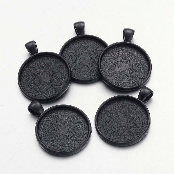20 supports cabochons de 25mm noir, pendentifs cabochons 16NR