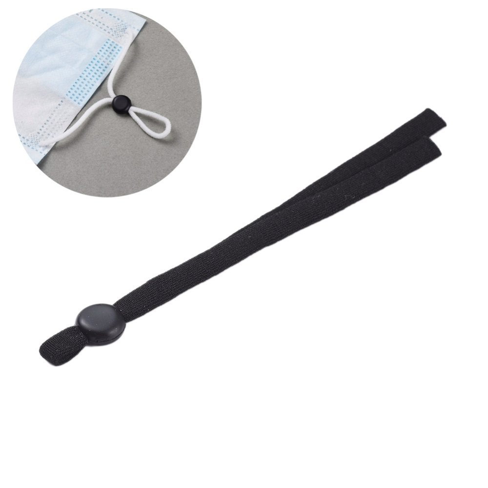 2 Bandes élastiques cordons Noir avec Boucle Réglable attache pour Masques