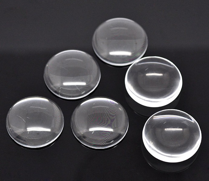 2 Cabochons Ronds 30 mm en verre Loupe transparent N&deg;13