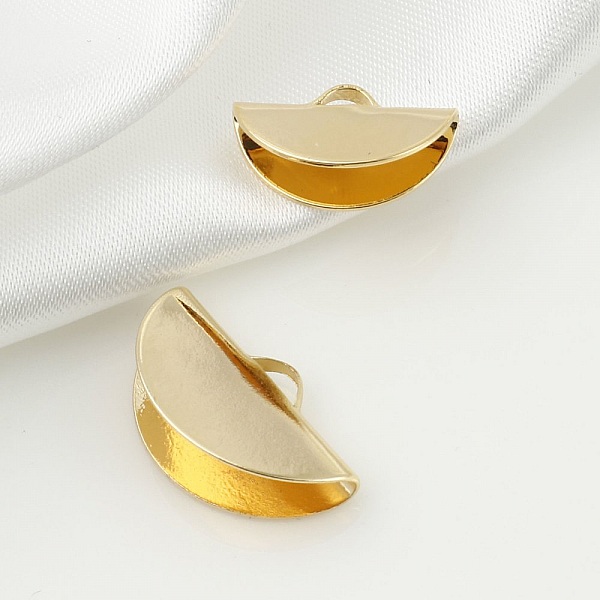 2 embouts &agrave; coller sertissages demi lune 19 x 11 mm plaqu&eacute; Or