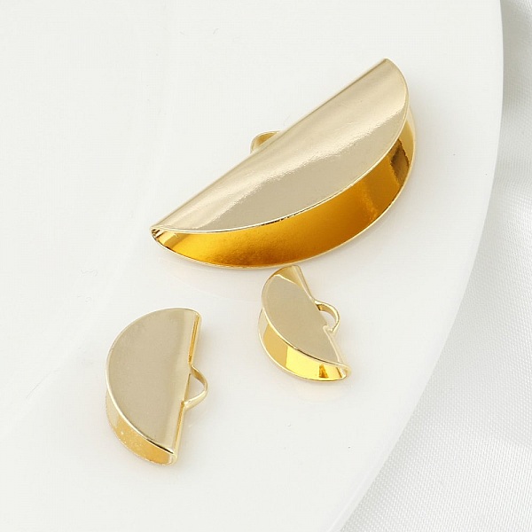 2 embouts &agrave; coller sertissages demi lune 19 x 11 mm plaqu&eacute; Or