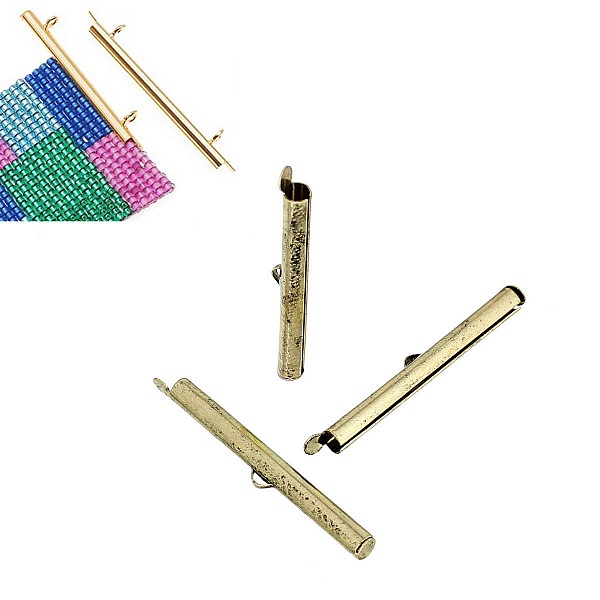 2 fermoirs embouts tubes en cuivre couleur bronze Antique de 30x6mm-71739 