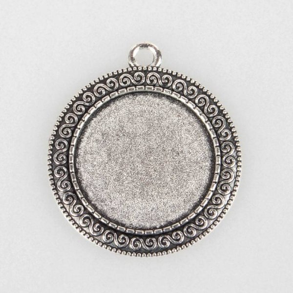 2 supports cabochons de 25mm argent, pendentifs cabochons 52AS 