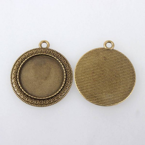 2 supports cabochons de 25mm bronze, pendentifs cabochons 119AB 