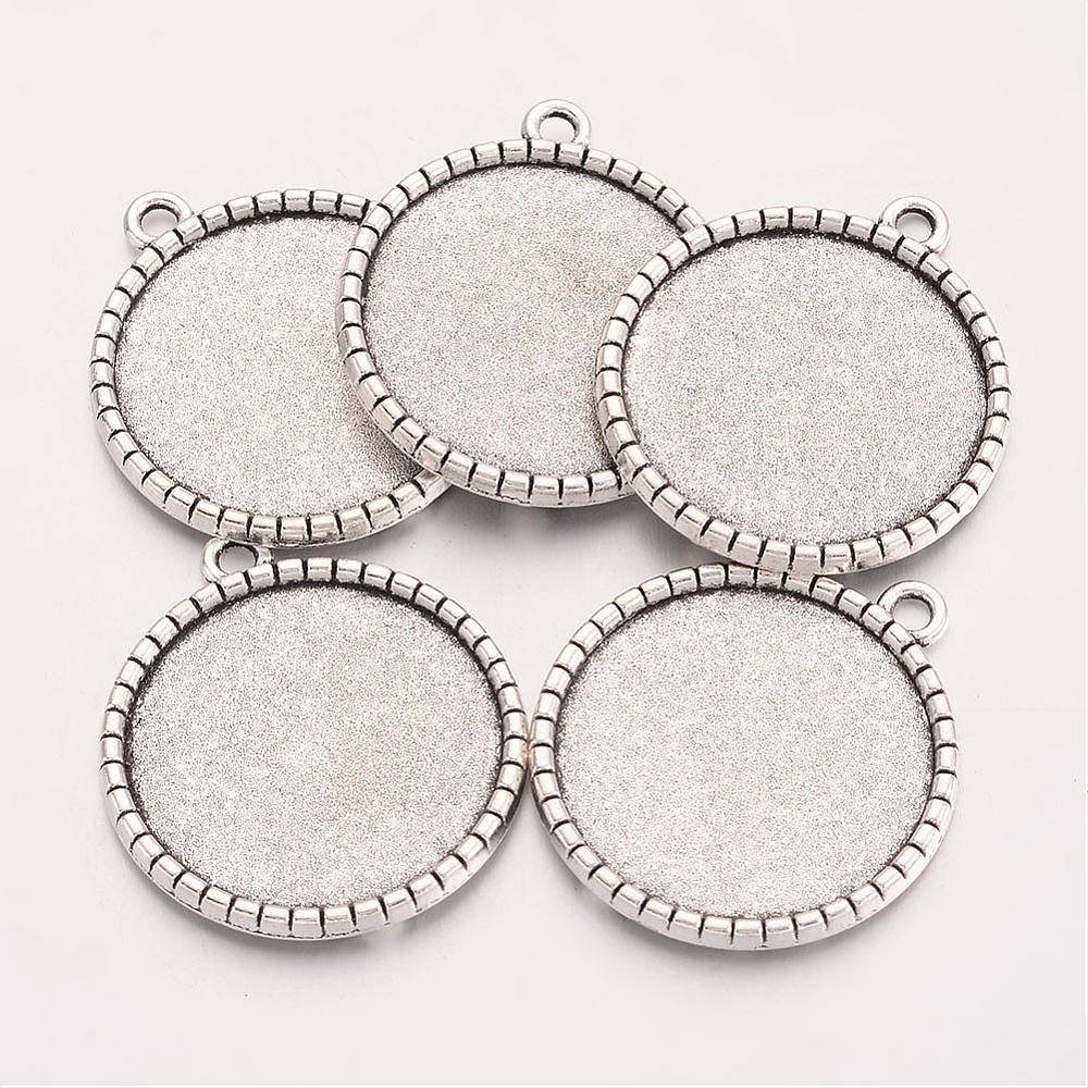 2 supports cabochons de 25mm argent, pendentifs cabochons 19AS-RS 
