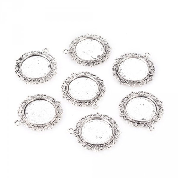 2 supports cabochons de 20mm argent, pendentifs cabochons 15290AS