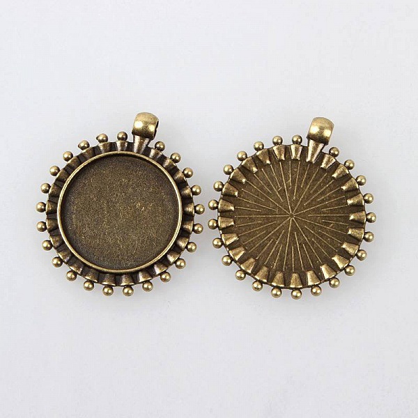 2 supports cabochons de 25mm bronze, pendentifs cabochons 84AB 