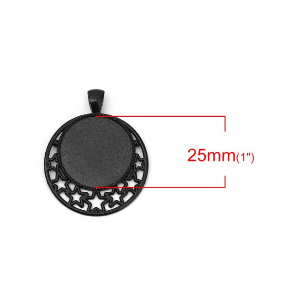 2 supports cabochons de 25mm Noir, pendentifs cabochons 8501
