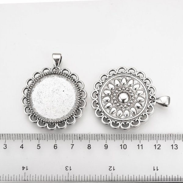 2 supports cabochons de 30mm argent, pendentifs cabochons 57AS