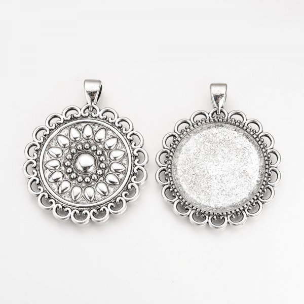 2 supports cabochons de 30mm argent, pendentifs cabochons 57AS