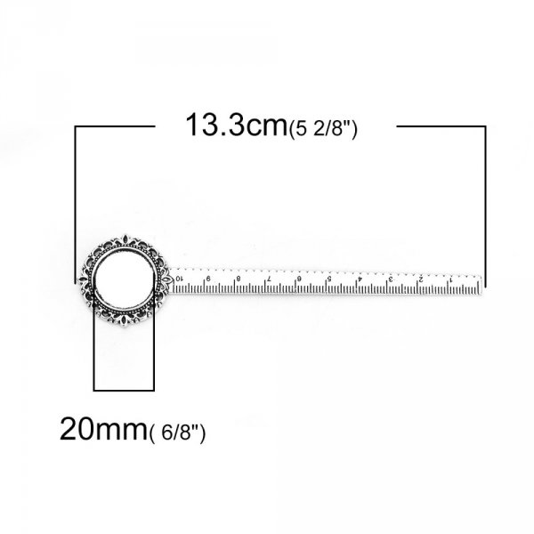 3 marque-pages r&egrave;gle cabochon 20 mm N&deg;01 Argent Vieilli