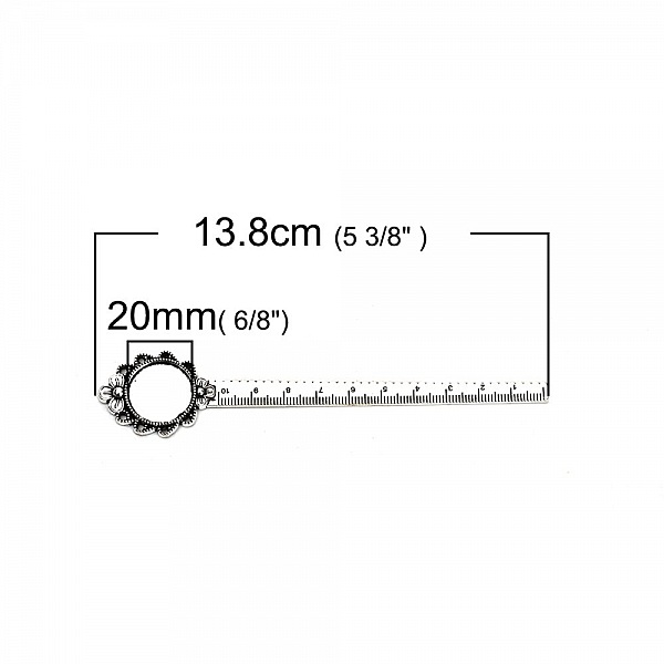 3 marque-pages r&egrave;gle cabochon 20 mm N&deg;02 Argent Vieilli