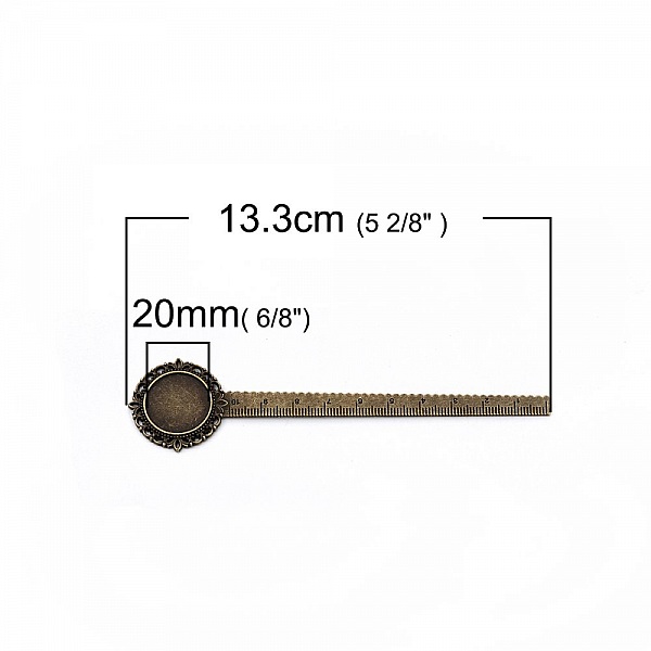 3 marque-pages r&egrave;gle cabochon 20 mm N&deg;01 Bronze